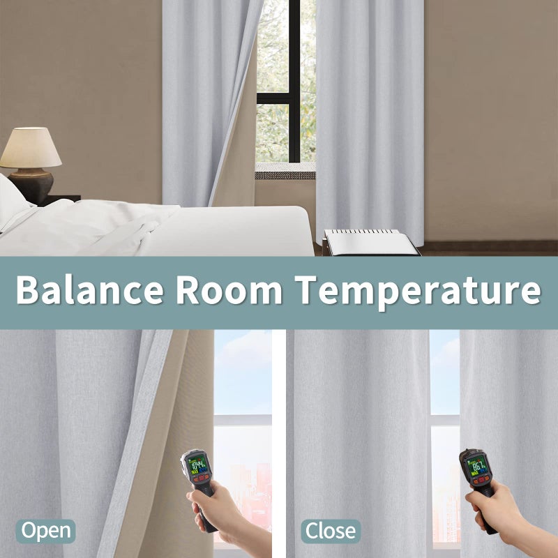 BGment Grey Blackout Curtains 54 Inch Length for Bedroom 2 Panels Set, Linen Textured Thermal Insulation Soundproof Window Curtain Drapes with Grommet, 52 Inch Wide Each Panel - Image 4